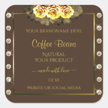 Donkere bruine gouden etiketten op gele rozen Juwe