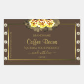 Donkere bruine gouden etiketten op gele rozen Juwe (Voorkant)