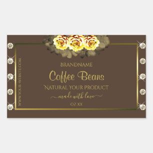 Donkere bruine gouden etiketten op gele rozen Juwe