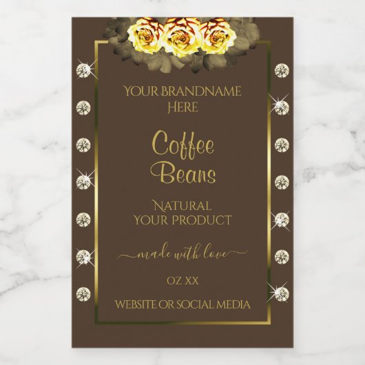 Donkere bruine gouden etiketten op gele rozen Juwe (Enkel label)