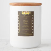 Donkere bruine gouden etiketten op gele rozen Juwe (Voorkant)