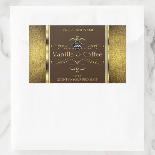 Donkere bruine goudglitter Logo productlabel Rechthoekige Sticker (Tas)