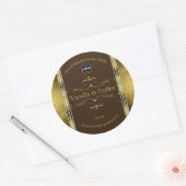 Donkere bruine goudglitter Logo productlabel Ronde Sticker (Envelop)