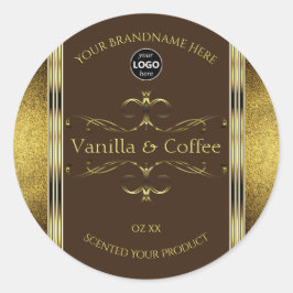 Donkere bruine goudglitter Logo productlabel Ronde Sticker
