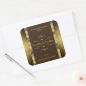 Donkere bruine goudglitter Logo productlabel Vierkante Sticker (Envelop)