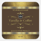 Donkere bruine goudglitter Logo productlabel Vierkante Sticker (Voorkant)