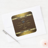 Donkere bruine goudglitter Logo productlabel Vierkante Sticker (Envelop)