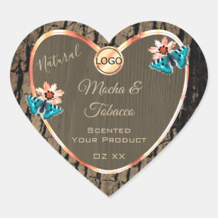 Donkere bruine houten product Etiket Butterflies e