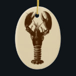 Donkere bruine laster op Light Beige Keramisch Ornament<br><div class="desc">Ornament in een digitale schets van een Lobster in donkerkoffiebruin op een lichtbeige achtergrond</div>