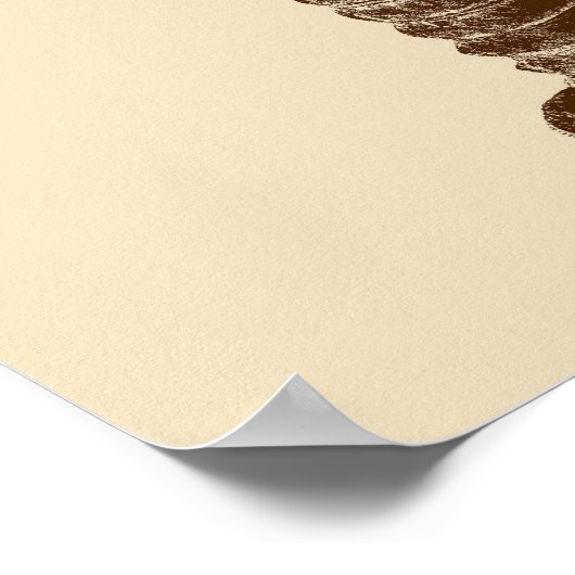 Donkere bruine laster op Light Beige Poster (Hoek)