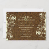 Donkere bruine leder, kreukhout, uitnodiging voor  (Voorkant)