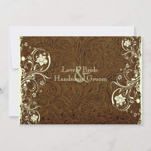 Donkere bruine leder, kreukhout, uitnodiging voor  (Achterkant)