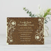 Donkere bruine leder, kreukhout, uitnodiging voor  (Staand voorkant)