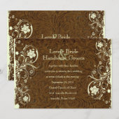 Donkere bruine leder, kreukhout, uitnodiging voor  (Voorkant / Achterkant)