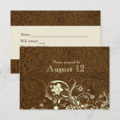 Donkere bruine lederen kreeft RSVP met enveloppen (Voorkant / Achterkant)