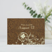 Donkere bruine lederen kreeft RSVP met enveloppen (Staand voorkant)