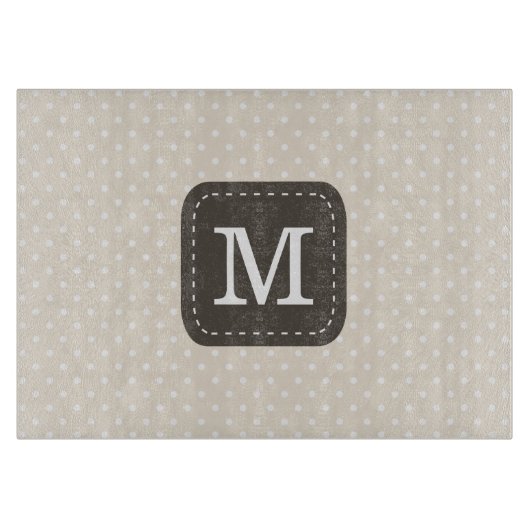 Donkere bruine monogram op beige achtergrond snijplank (Voorkant)