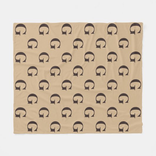 Donkere bruine monogram Pattern Tan Fleece Deken (Voorkant (Horizontaal))