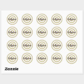 Donkere bruine naam ronde sticker (Vel)