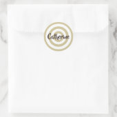 Donkere bruine naam ronde sticker (Tas)