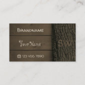 Donkere bruine Natuur Houden Boards Tree Monogram Visitekaartje (Voorkant)