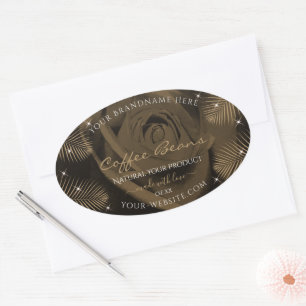 Donkere bruine Roos — Bloem met kleppen — Productl Ovale Sticker