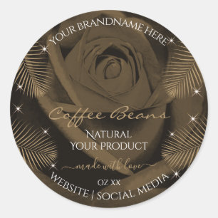Donkere bruine Roos — Bloem met kleppen — Productl Ronde Sticker