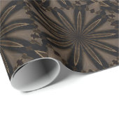 Donkere bruine roustische kaleidoscopische bloemku cadeaupapier (Rol Hoek)