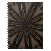 Donkere bruine roustische kaleidoscopische bloemku notitieboek (Voorkant)