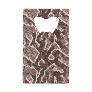 Donkere bruine slangenhuid creditkaart flessenopener