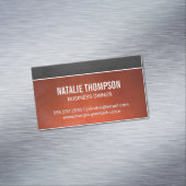 Donkere bruine textuur | Achtergrond Oranje leder Magnetisch Visitekaartje (Voorbeeld)