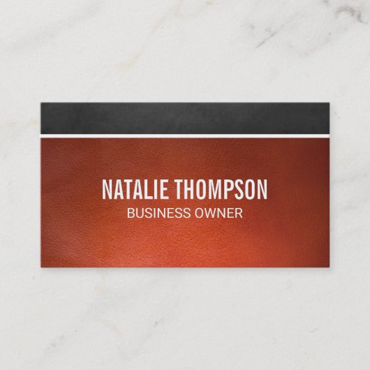 Donkere bruine textuur | Achtergrond Oranje leder Visitekaartje (Voorkant)