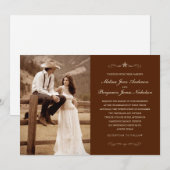 Donkere bruine Westerne foto-bruiloft-uitnodiginge Kaart (Voorkant / Achterkant)