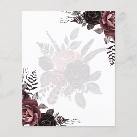 Donkere Burgundy Zwarte Rozen Bruiloft Herfst Wint (Achterkant)