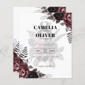 Donkere Burgundy Zwarte Rozen Bruiloft Herfst Wint (Voorkant / Achterkant)