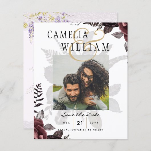 Donkere Burgundy Zwarte Rozen Bruiloft Herfst Wint (Voorkant / Achterkant)