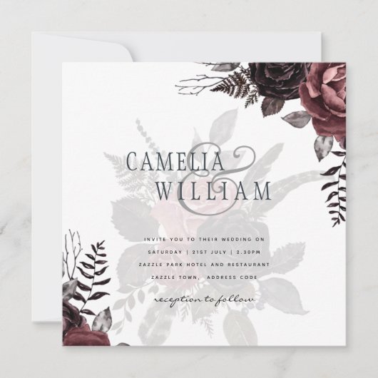 Donkere Burgundy Zwarte Rozen Bruiloft Herfst Wint (Voorkant)