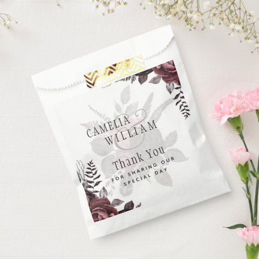 Donkere Burgundy Zwarte Rozen Bruiloft Herfst Wint Bedankzakje (Gezegeld)