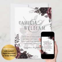 Donkere Burgundy Zwarte Rozen Bruiloft Herfst Wint