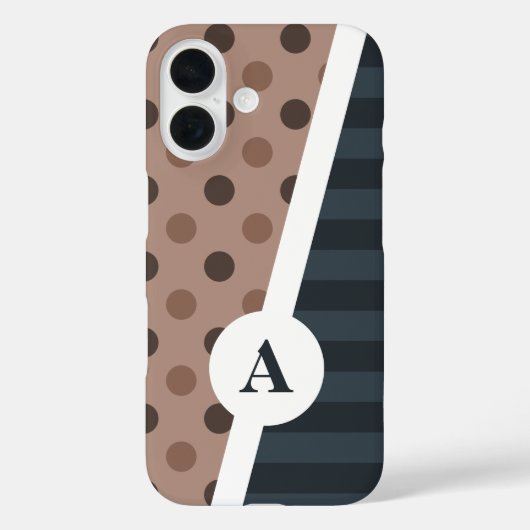 Donkere cacao Polka Dot en Stripe Patroon Case-Mate iPhone Case (Achterkant)