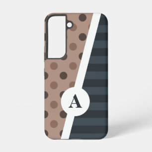 Donkere cacao Polka Dot en Stripe Patroon Samsung Galaxy Hoesje