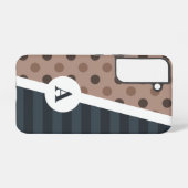Donkere cacao Polka Dot en Stripe Patroon Samsung Galaxy Hoesje (Achterkant horizontaal)