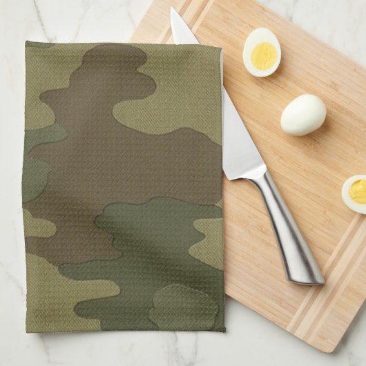 Donkere camouflage keukenhanddoek (Quarter Fold)