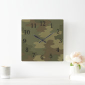 Donkere Camouflage Square Clock Vierkante Klok (Huis)