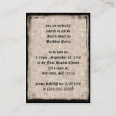 Donkere Castle Gothic Birthday Invitations Informatiekaartje (Achterkant)