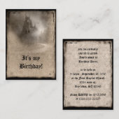 Donkere Castle Gothic Birthday Invitations Informatiekaartje (Voorkant / Achterkant)