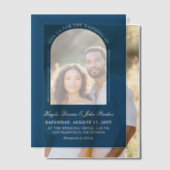 Donkere Cerulean Arch Peekaboo informele bruiloft Vellum Uitnodigingen (Offset (Koppel))