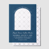 Donkere Cerulean Arch Peekaboo informele bruiloft Vellum Uitnodigingen (Offset (Uitnodiging))