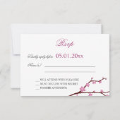 Donkere Cherry Blossom RSVP-kaarten voor bruiloft RSVP Kaartje (Achterkant)