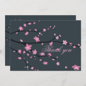 Donkere Cherry Blossom Weddenschap Bedankt kaarten (Voorkant / Achterkant)